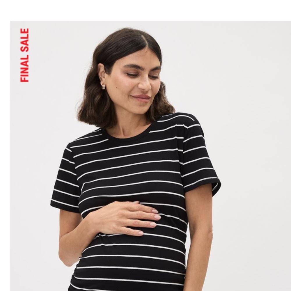Thym Maternity Black and White Striped T-Shirt